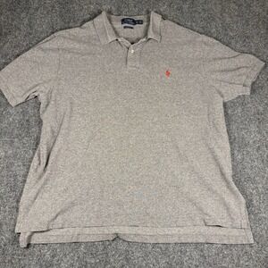 Polo Ralph Lauren Polo Shirt Men's XXL Grey Short Sleeve Classic Fit Red Logo
